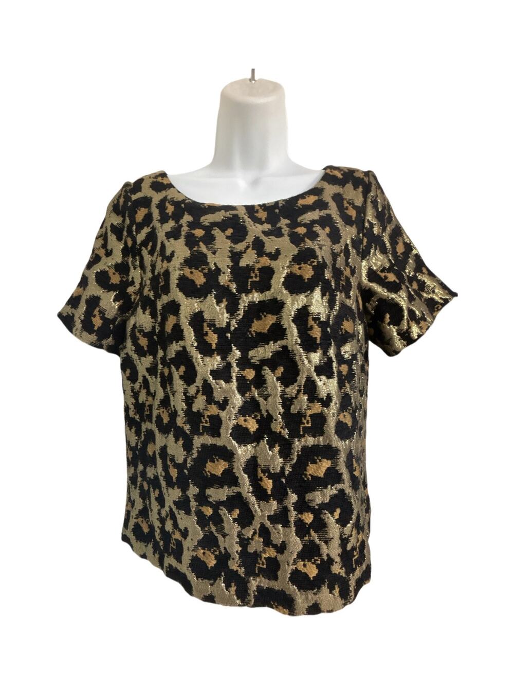 Anthropologie Hutch Leopard Blouse Mobwife Whimsigoth Indie Black Gold Size M